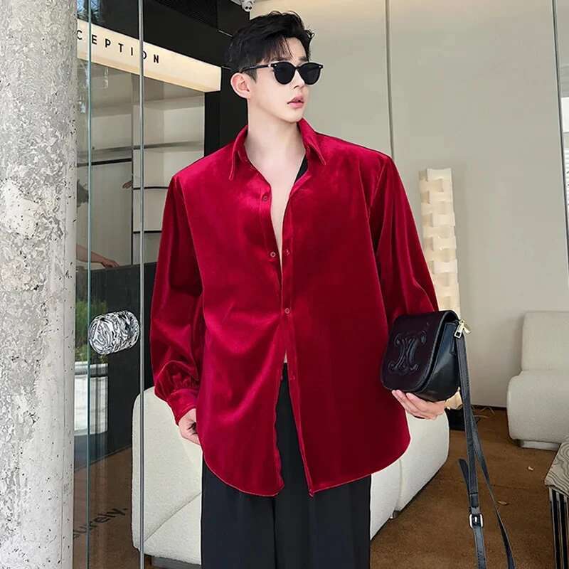 Original Elegant Korean High Quality Long Sleeve Shirt Handsome Casual Tops Trendy Blouses Men's Clothing