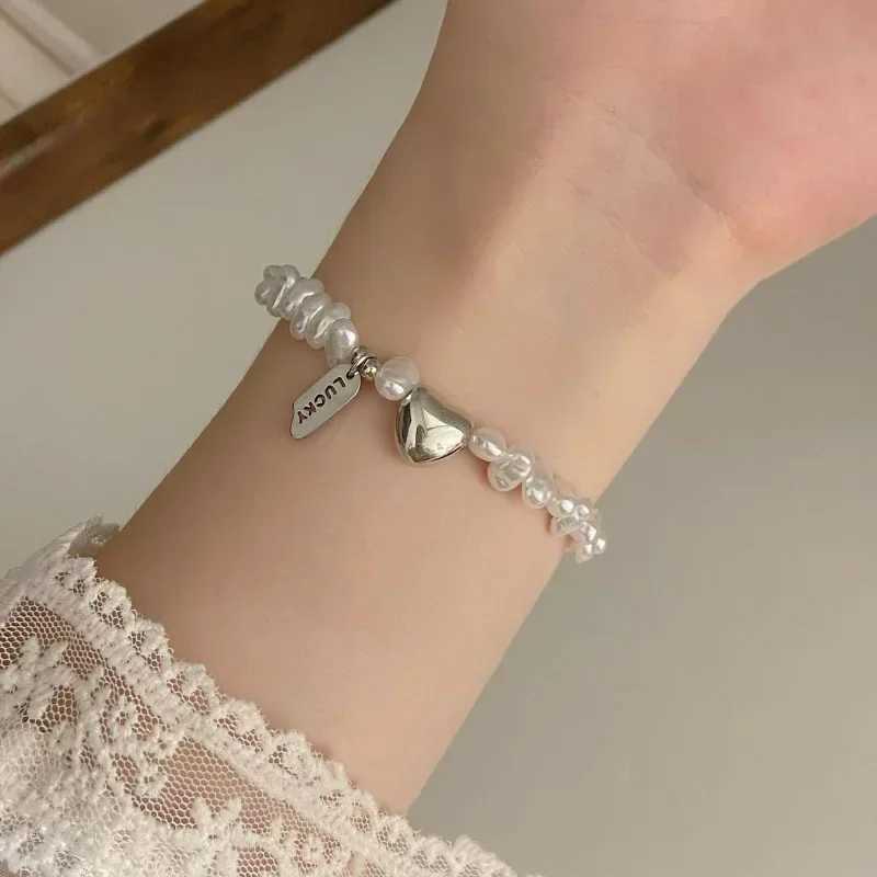 New 925 Sterling Silver Bracelet Pearls Knots Bracelet for Women Fashion Heart Pearls Bracelet Luxury Jewelry Accories GiftXJ250109