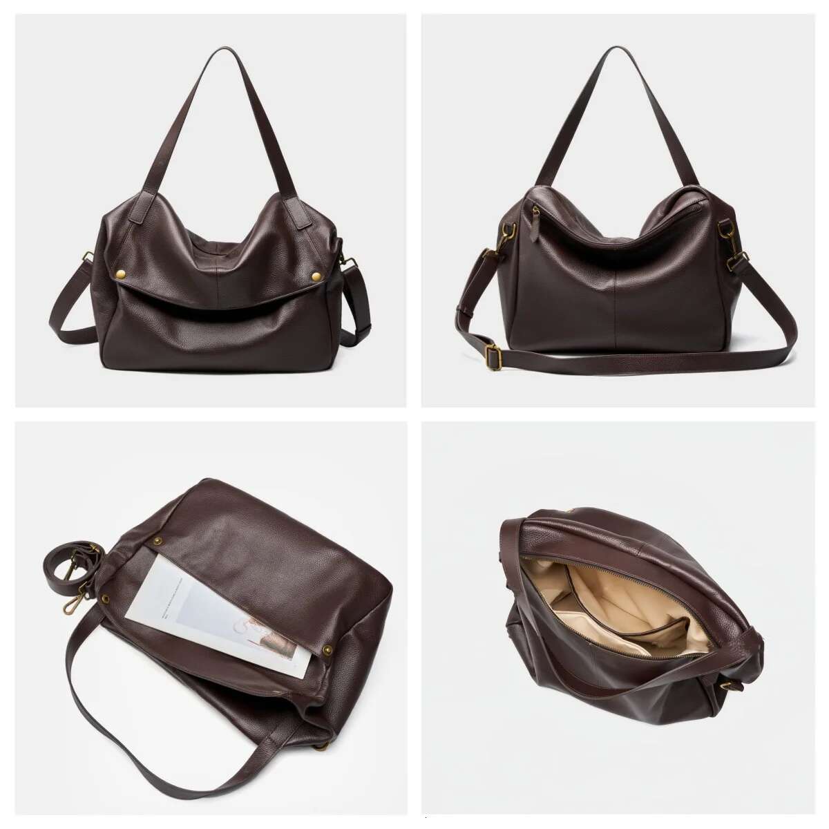 Handbags Soft Leather Shoulder Bags For Women 2025 New First Layer Cowhide Crossbody Designer Purses Slouchy Tote Bag