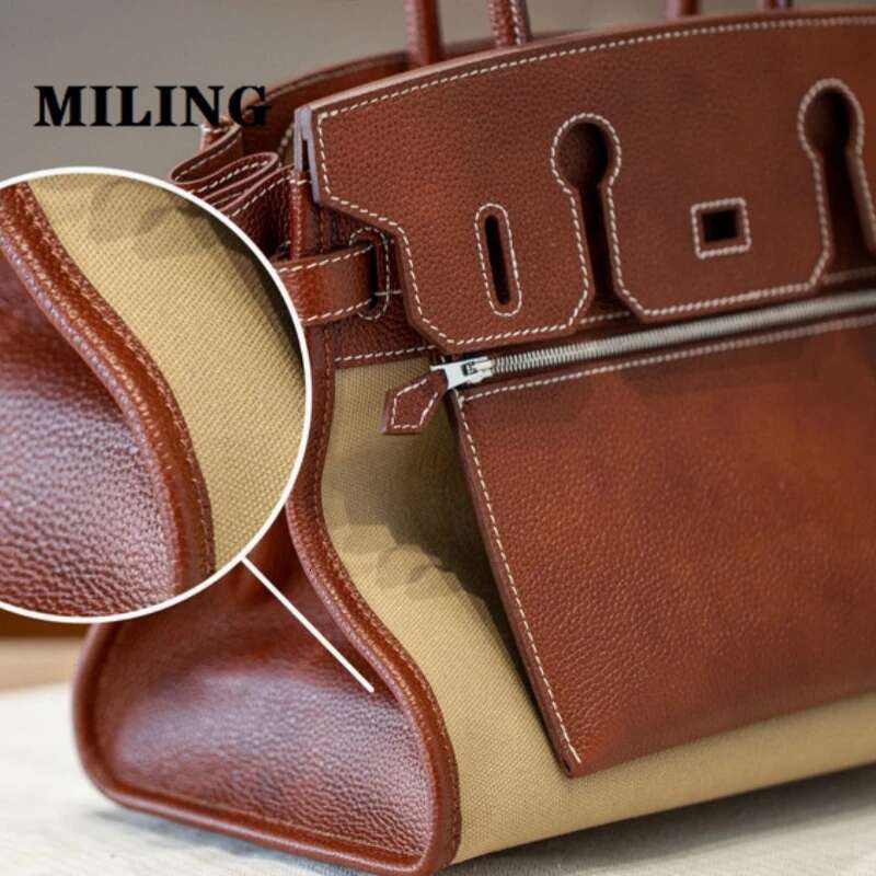 Women's Large Capacity Tote Bag Design Leather Splicing Canvas Handbags Ladies 2024 New Classic Commuting Satchels