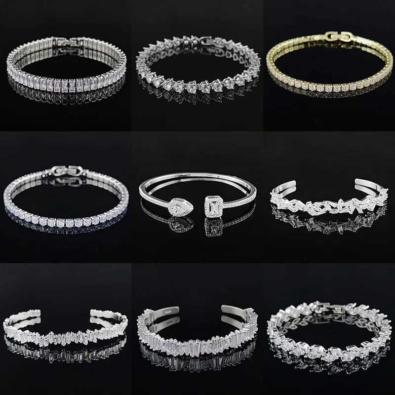 2023 New Fashion Luxury Punk Gold Silver Color Tennis Bracelets Bangle for Women Wedding on Hand Gift Jewelry Wholesale S5877XJ250109