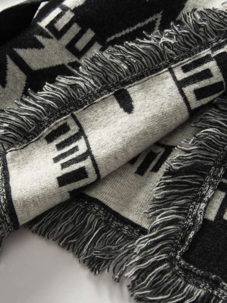 Women Vintage Tassels Cardigan 100% Cashmere Knit Jacquard Sweater Coat Autumn Winter High Quality Female Clothing Tops