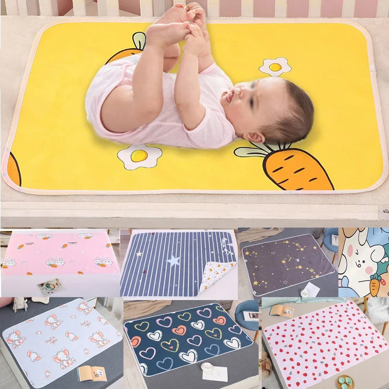 Baby Diaper Reusable Waterproof Cotton Changing Pad Cover Baby Diaper Mattress born Print Changing Mat Floor Play Mats 0-3Y 250109