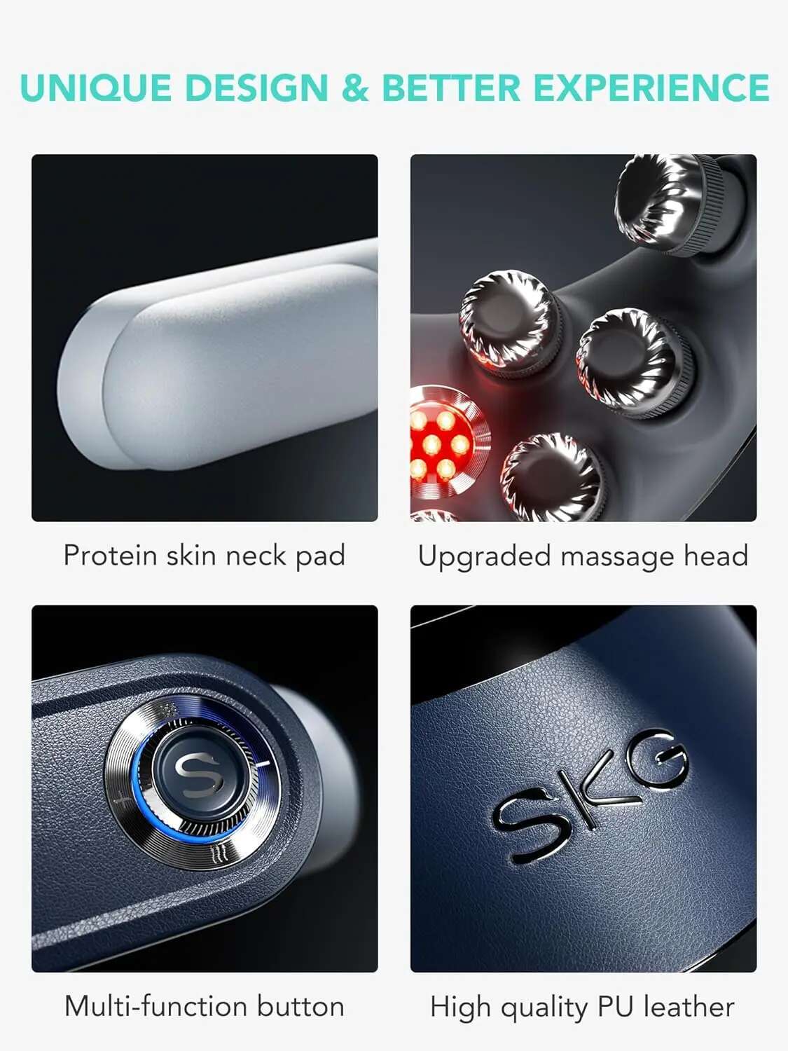 SKG G7 PRO FOLD with Heat, Cordless Deep Tissue Vibration Portable Electric Neck Massager Relaxer for Pain Relief