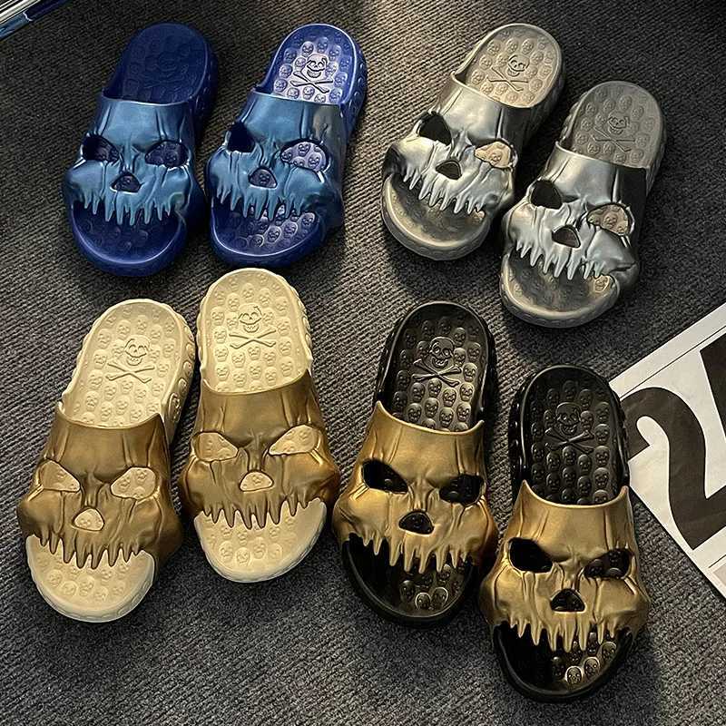 New Arrival New personalized skull design mens slider summer outdoor fun slider thick bottom beach anti slip casual womens sandals T250108