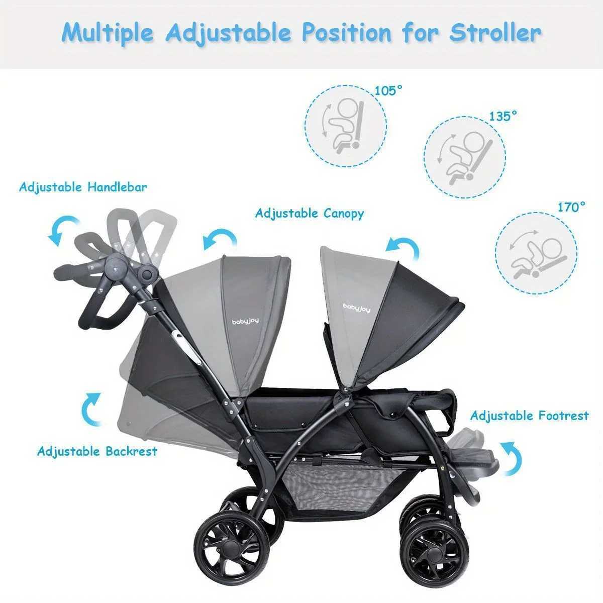 Folding twin baby stroller lightweight travel stroller baby stroller as a Halloween and Christmas gift W250109