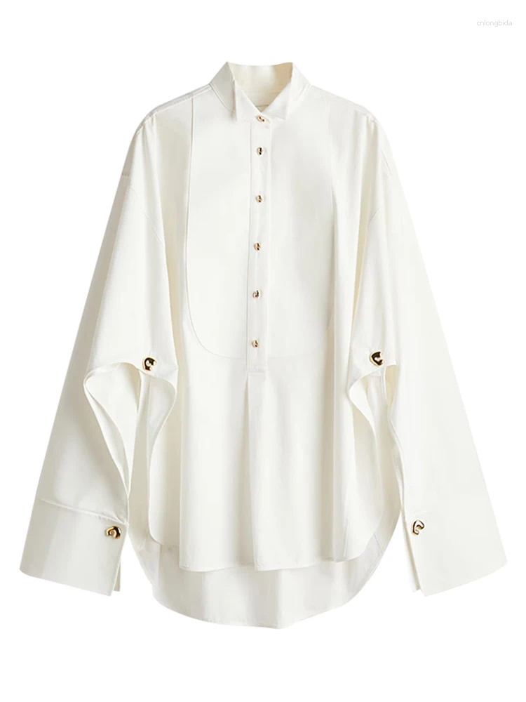 Womens Blouses Oversized Shirts For Women Raglan Sleeve Lapel Single Breasted Tops Female 2025 Spring Lady High Street Outwear