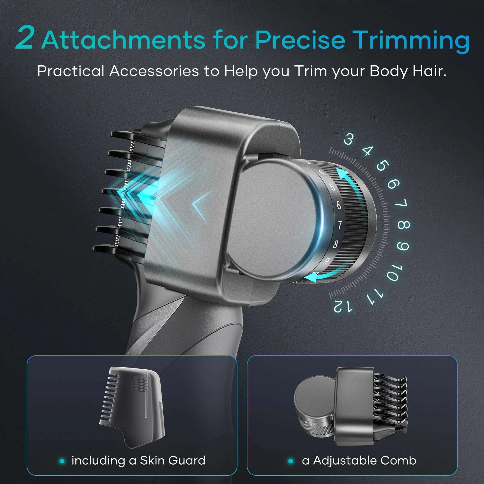 Kensen S6 Electric Body Tirmmer for Men Groomer Clipper IPX5 Waterproof Groin Pubic Hair Trimmer with 2 Attachments Barber