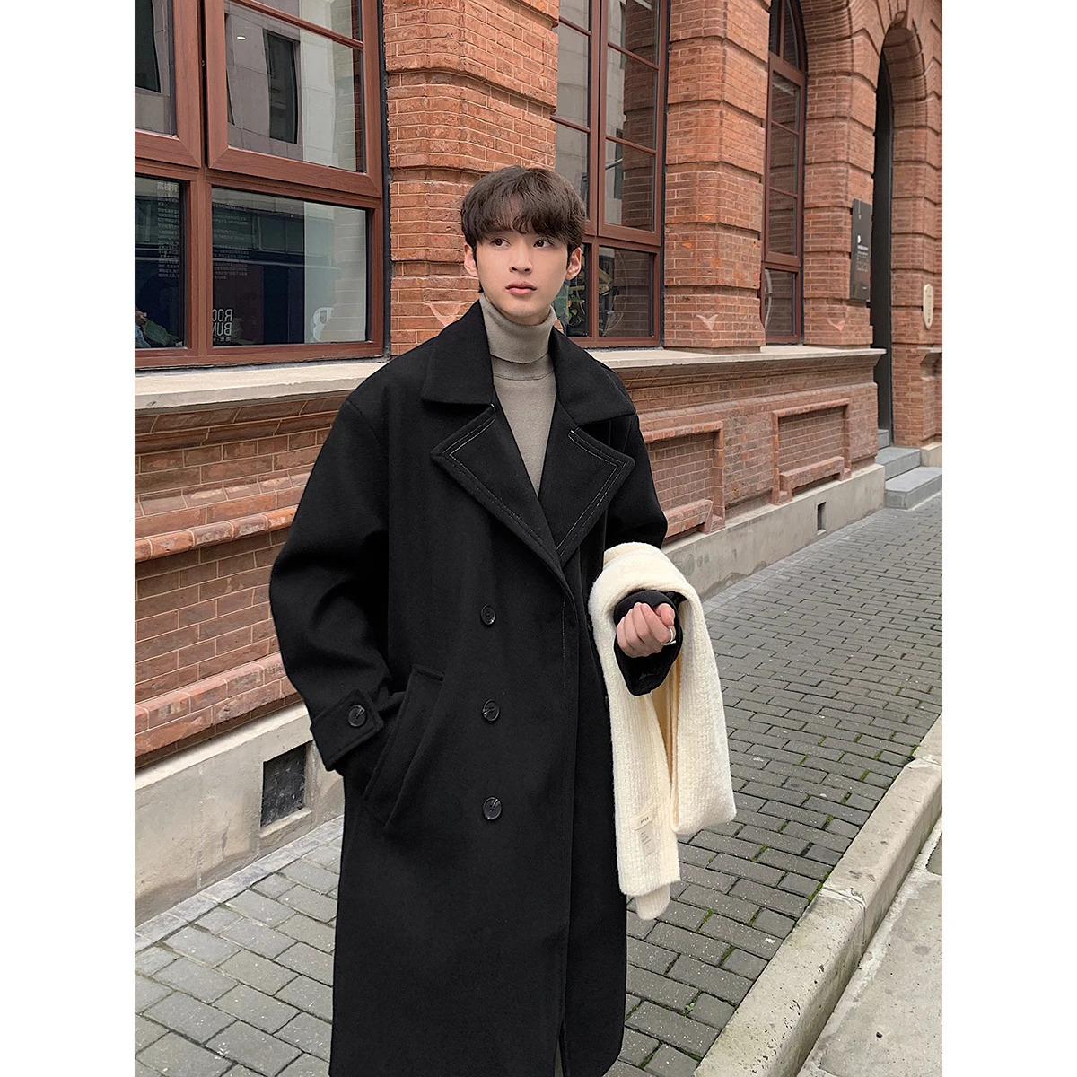 Winter High Quality Woolen Trench Coats Men Korean Style Male Casual Trenchcoat Mens Streetwear GrayKhakiBlack 250106