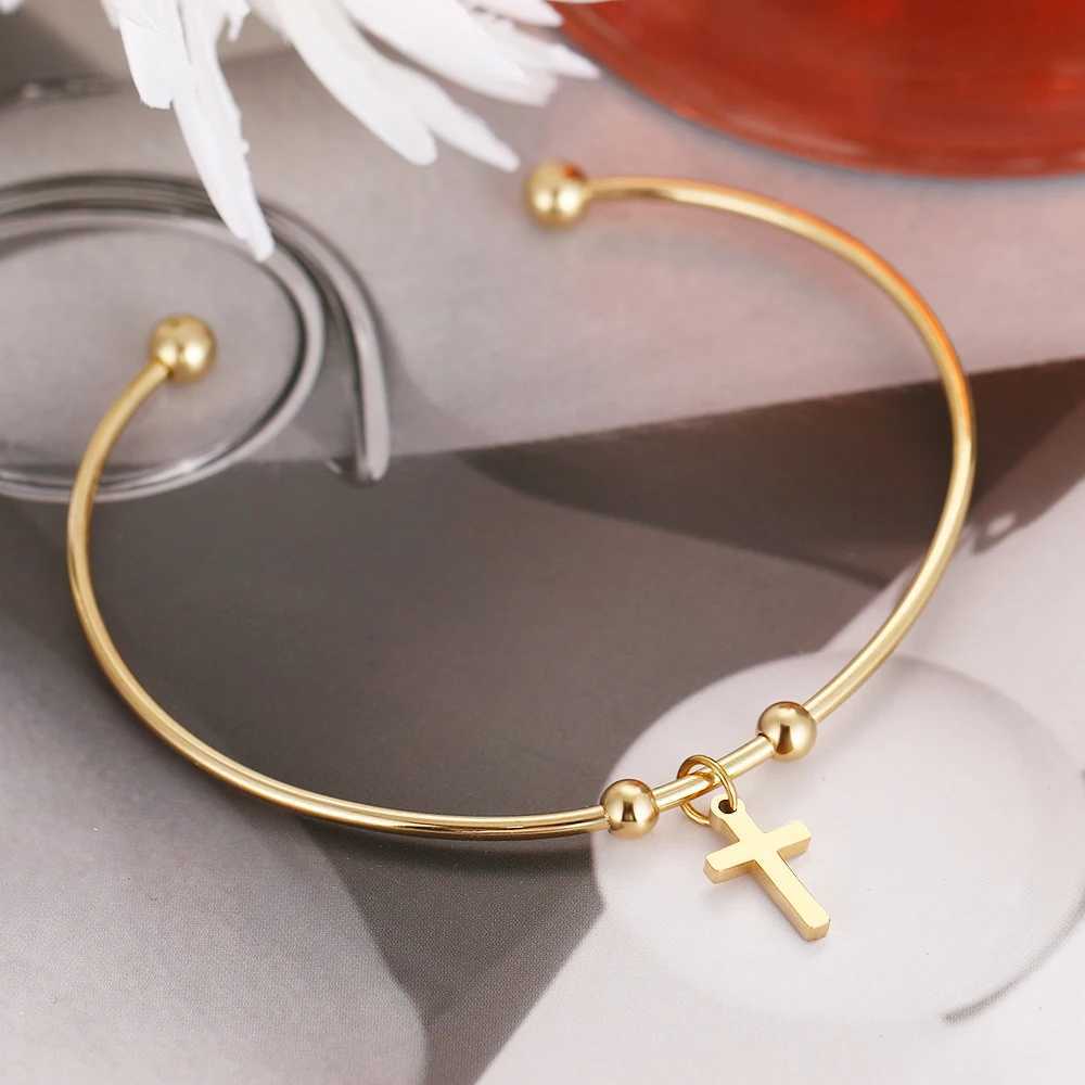CACANA 316L Stainl Steel Open Bracelet Gold Color Cross Simple Tren Jewelry For Women Bracelets Wedding Party Gifts N1962XJ250109