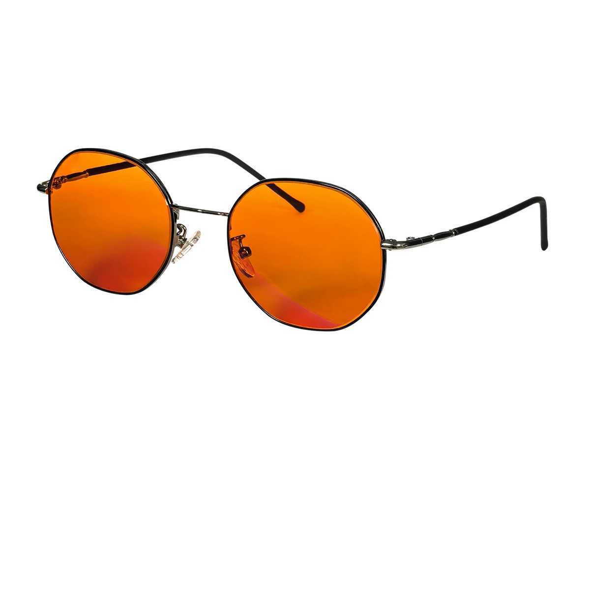 SHINU Blue Light Glasses Red Lens Best Sleep Glasses with Red Lens Metal Frame Red Blue Light Glasses Orange Glasses W250109
