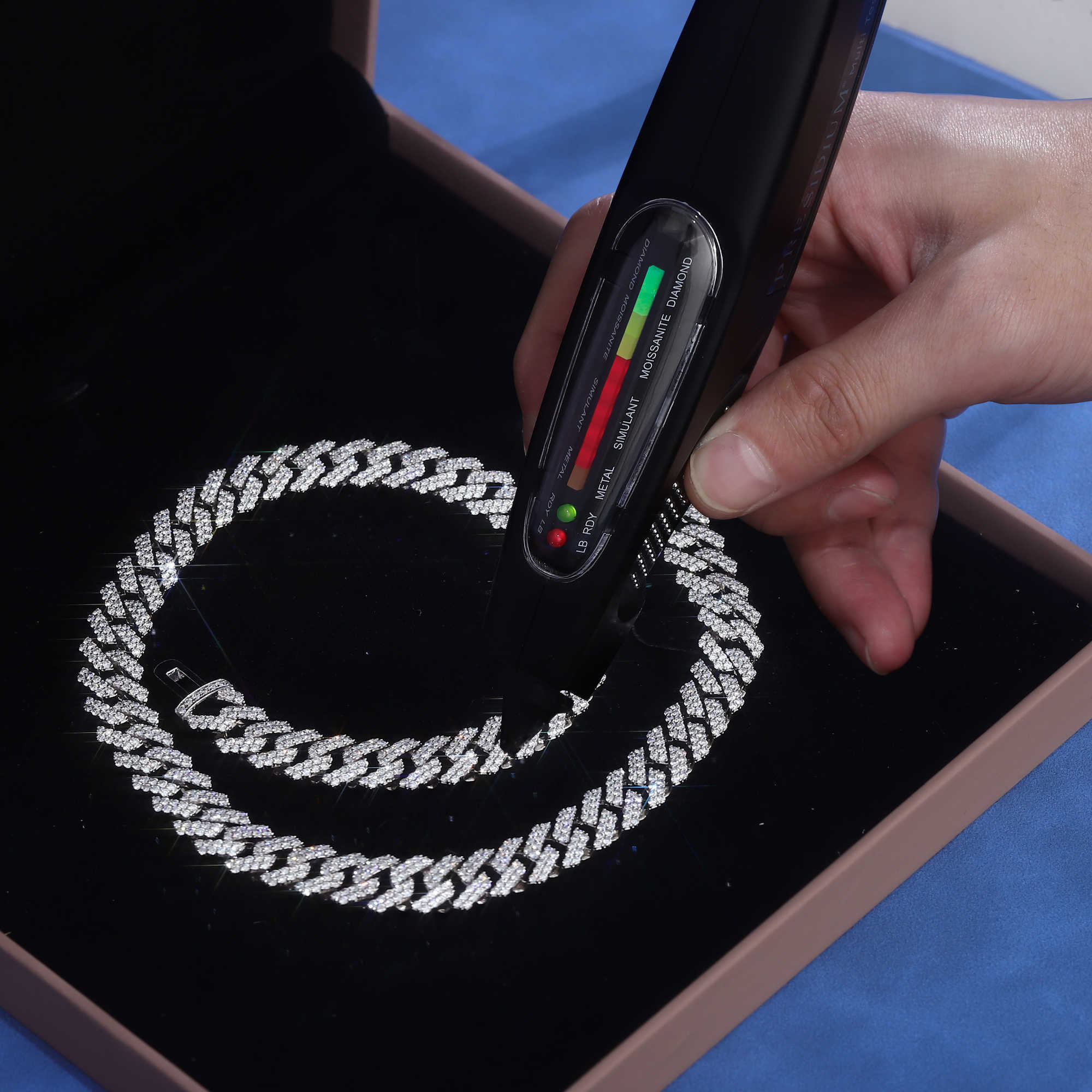 fine jewelry white gold cuban link chain VS lab diamond cuban chain necklace 16 18 20 22 24inch 12mm hip hop ice men bracelet