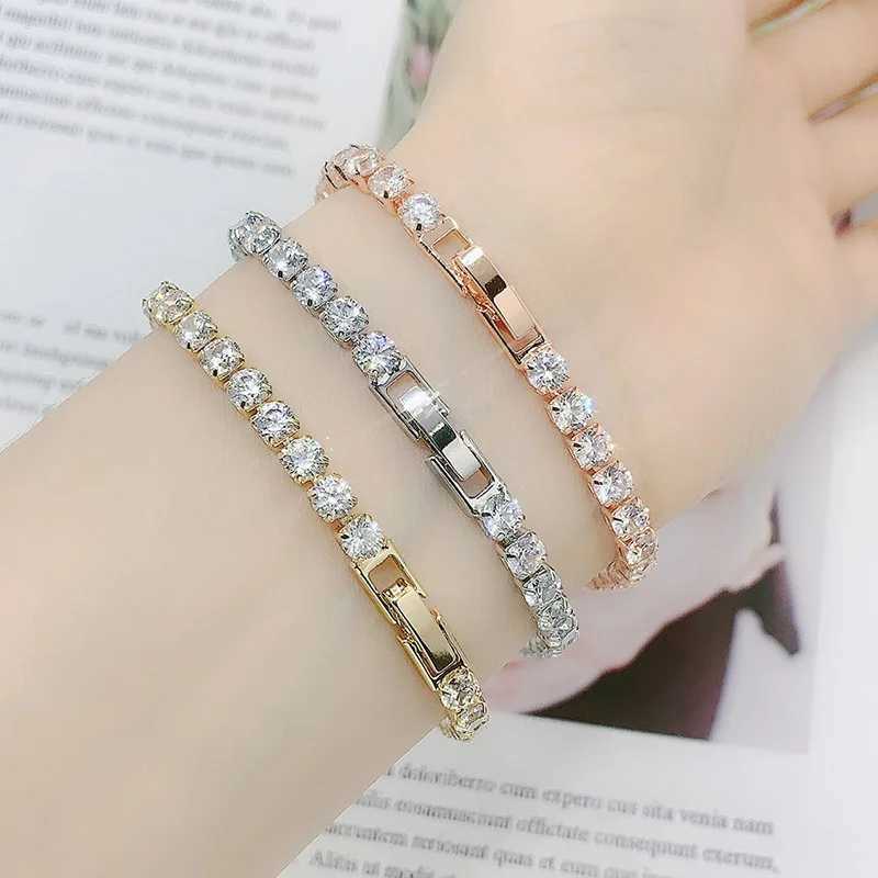 Womens Tennis Bracelet Hip Hop Tren AAA+ Cubic Zirconia Silver Color Teen Girl Crystal Chain on The Hand Wedding Jewelry H086XJ250109