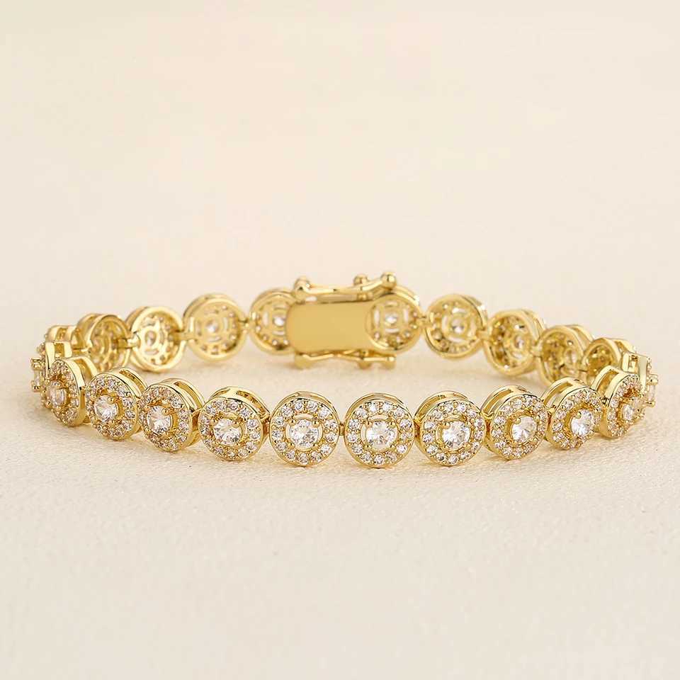 Fashion Round Cubic Zirconia Bracelet Women Men Gold Silver Couple Copper Bracelet Holiday Gift Party Everyday JewelryXJ250109