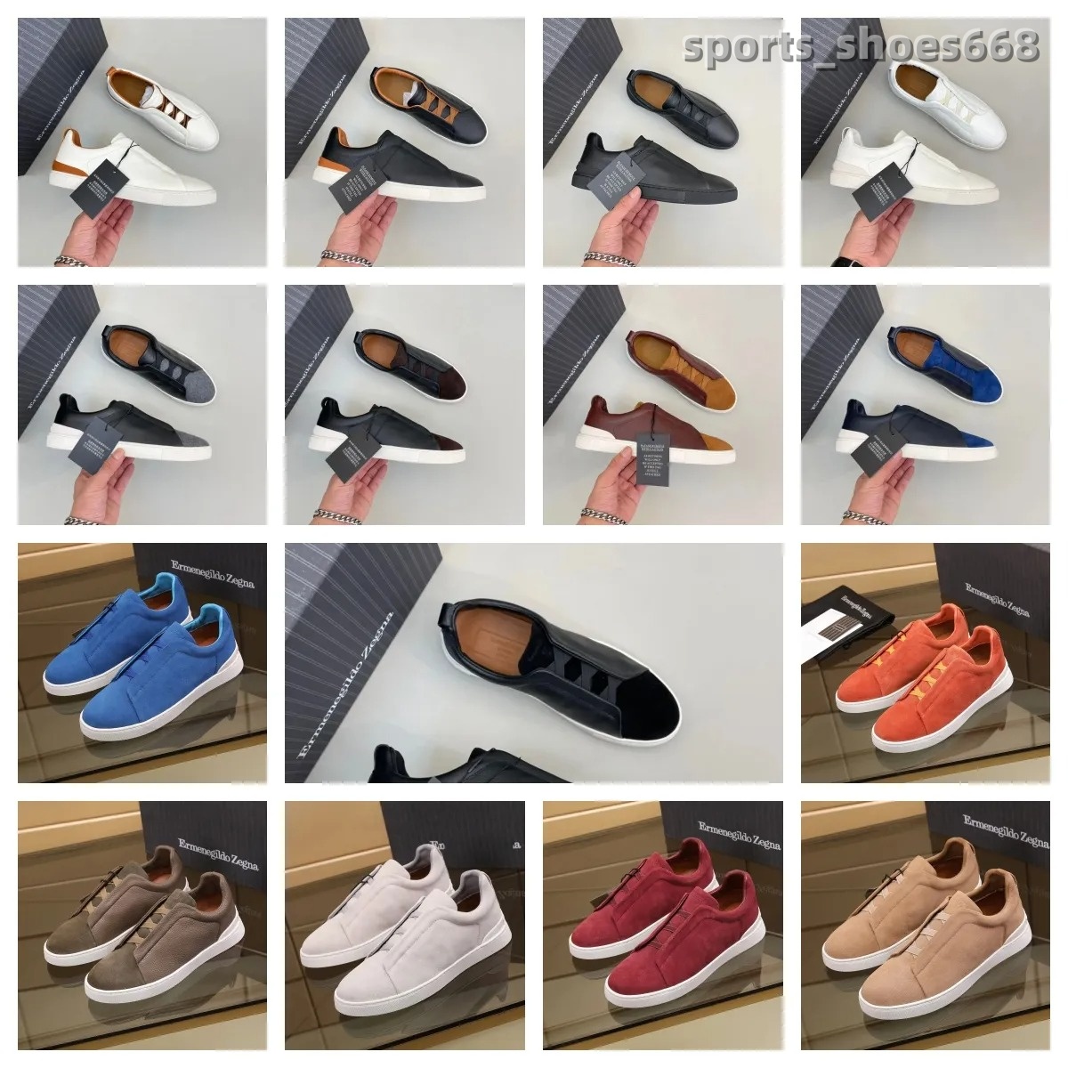 designer shoes quality mens zegna shoes business casual social leather lightweight chunky sneakers formal trainers Lace-up women Formal trainers outdoor shoes