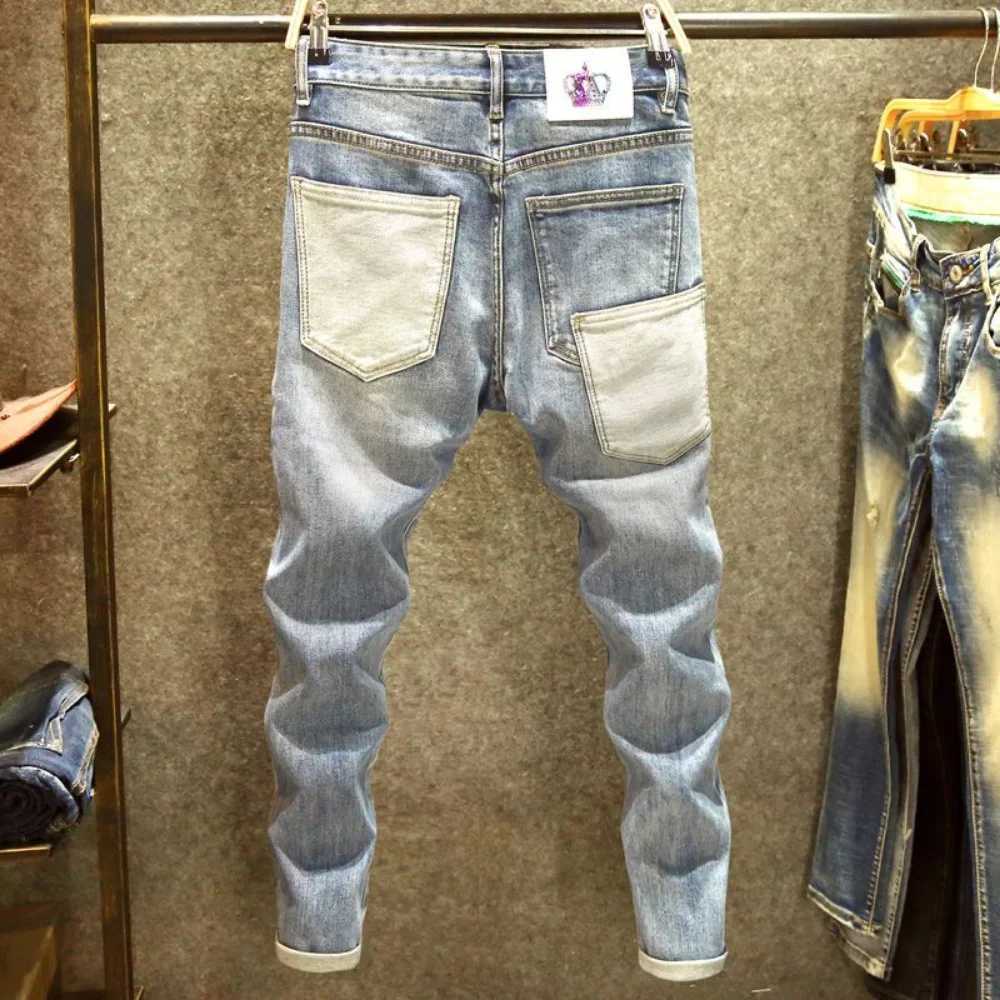 High Quality Jeans mens jeans straight hole jeans Y2K street pants mens Y2K pants T250109 - view 3