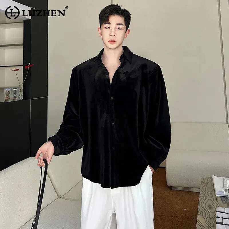 Original Elegant Korean High Quality Long Sleeve Shirt Handsome Casual Tops Trendy Blouses Men's Clothing