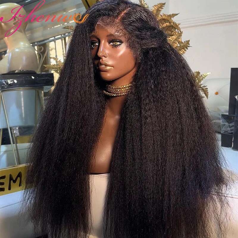 30 Inch Transparent Kinky 360 Frontal Yaki Straight 13X6 13X4 Lace Front Human Hair Wigs For Women