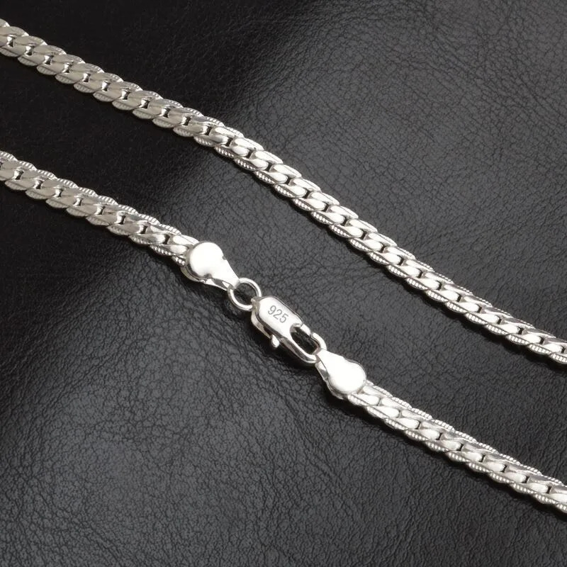 925 Sterling Silver 18K Gold 6MM Chain Bracelets Neckalce For Women Men Fashion Party Wedding Jewelry Sets Gifts 250103