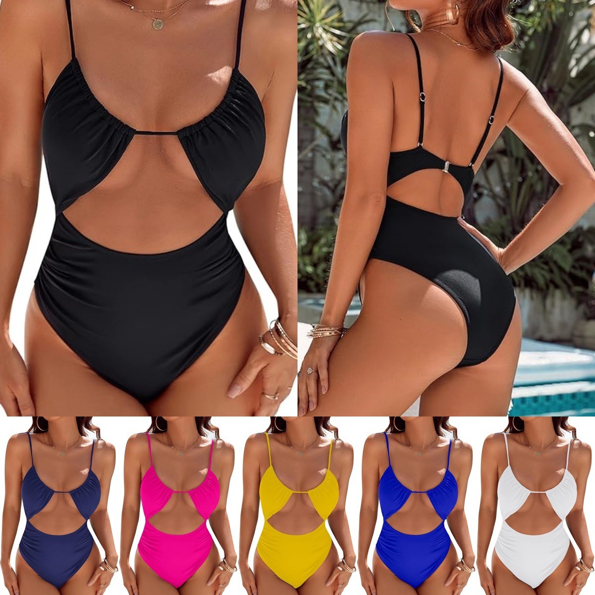 2025 new women's one-piece sexy designer nylon high-end tight swimsuit multi-color trendy swimsuit