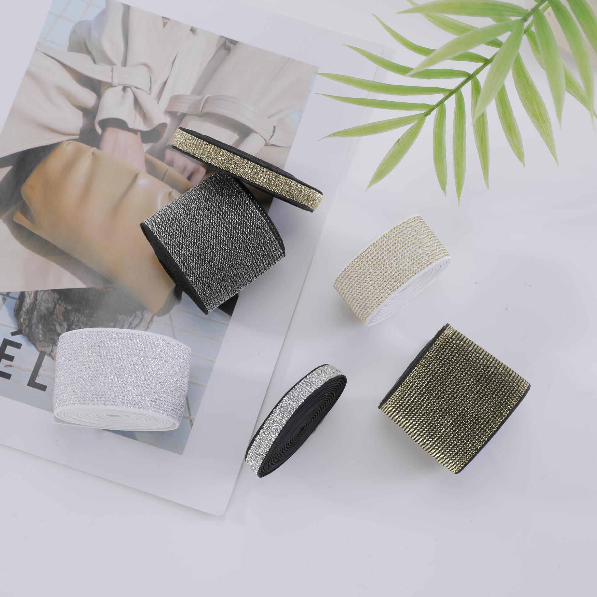 Elastic band width colorful gold and silver silk flat high elasticity thin elastic band pants waist