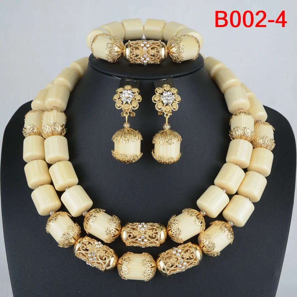 Wedding Bridal Artificial Coral Jewelry Set African Nigerian Beads Necklace 250103