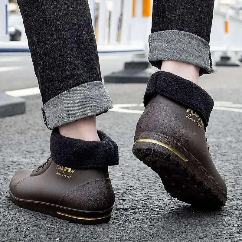 Cooking Fashion Rain Boots for Men Ankle Man Shoes Chef Kitchen Low Short Plastic Galoshes City Garden Wellies Work 250106