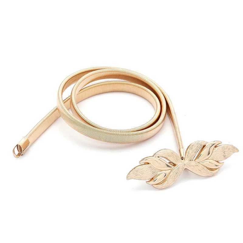 ZLY 2022 New Fashion Belt Womens Luxury Gold Foil Elastic Decorative Dress Summer Waist Girls Versatile Flower Belt W250109