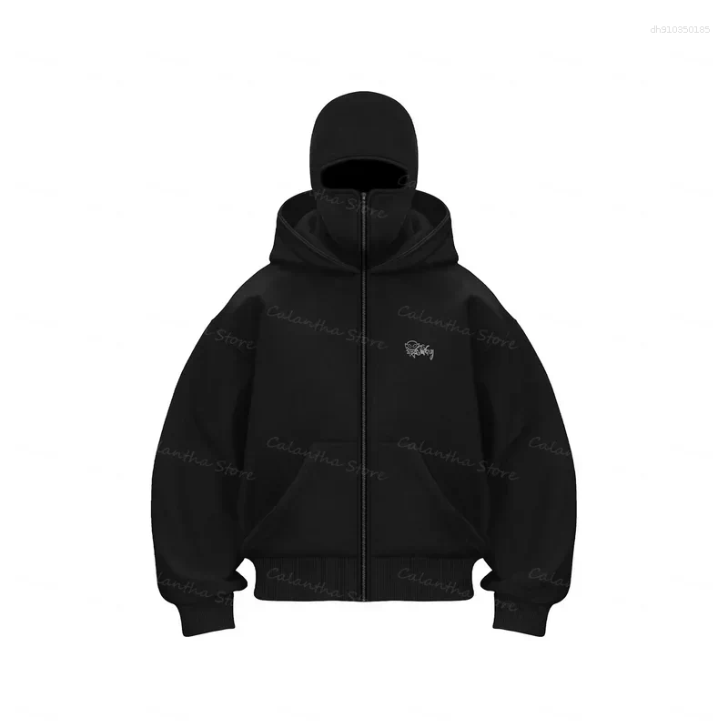 Men's Hoodies Winter Hoodie With Balaclava Face Mask Zipper Design Sports Jacket For Outdoor Activities Hiking Travel Running Sweatshirt