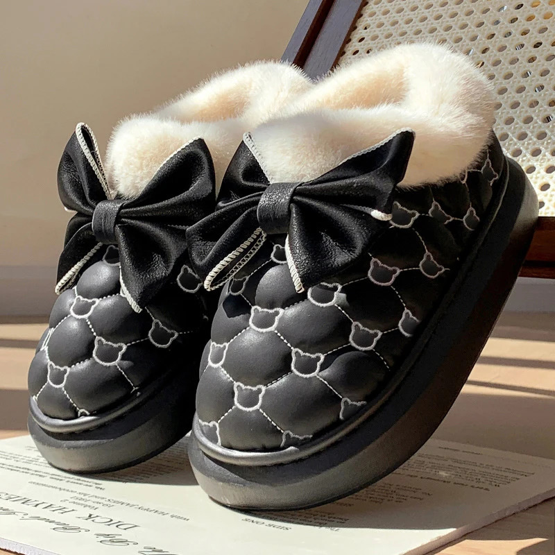 Women Snow Boots for Cute Butterfly Fluffy Botas Autumn Print Bear Thick Bottom Platform Boots Outdoor Comfort Warm Cottom Shoes 250106