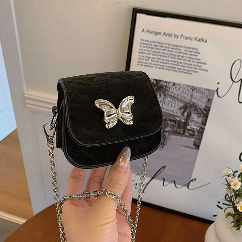 Women Small Square Bag Butterfly Chain Shoulder Crossbody Bag Mini Lipstick Bag Simple Trendy Saddle Bag Female Exquisite PurseXJ250108