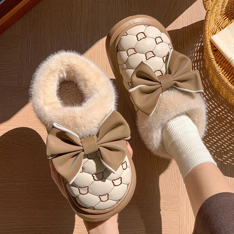 Women Snow Boots for Cute Butterfly Fluffy Botas Autumn Print Bear Thick Bottom Platform Boots Outdoor Comfort Warm Cottom Shoes 250106