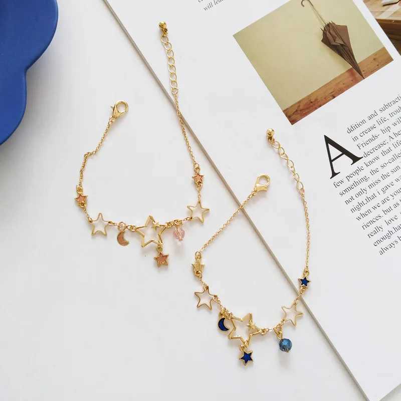Fashion Simple Star And Moon Zircon Bracelet For Women Girls Adjustable Link Chain Bracelet Jewelry Party Gifts Wholesale 1PCXJ250109
