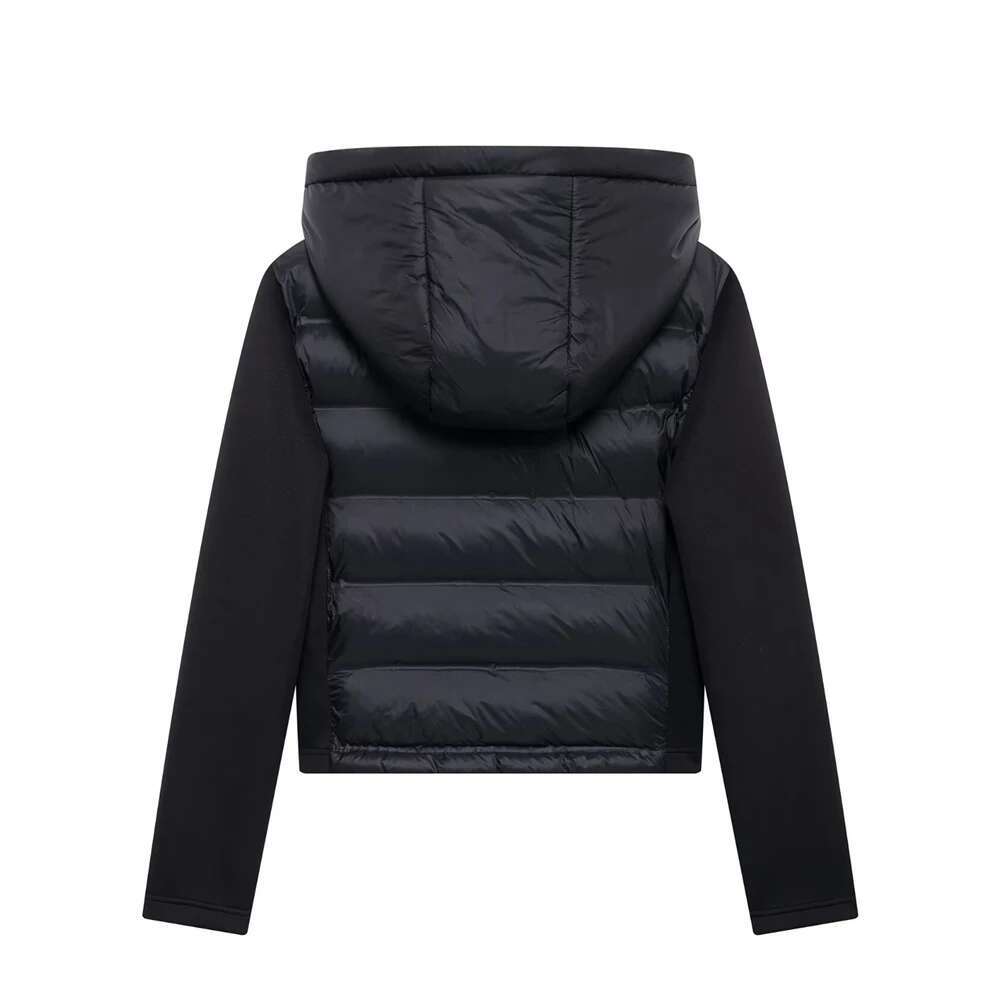 Rzra2024 New Winter Women's Black Commuter Versatile Stand-Up Collar Hooded Slim Cotton Jacket With Splicing Sleeves