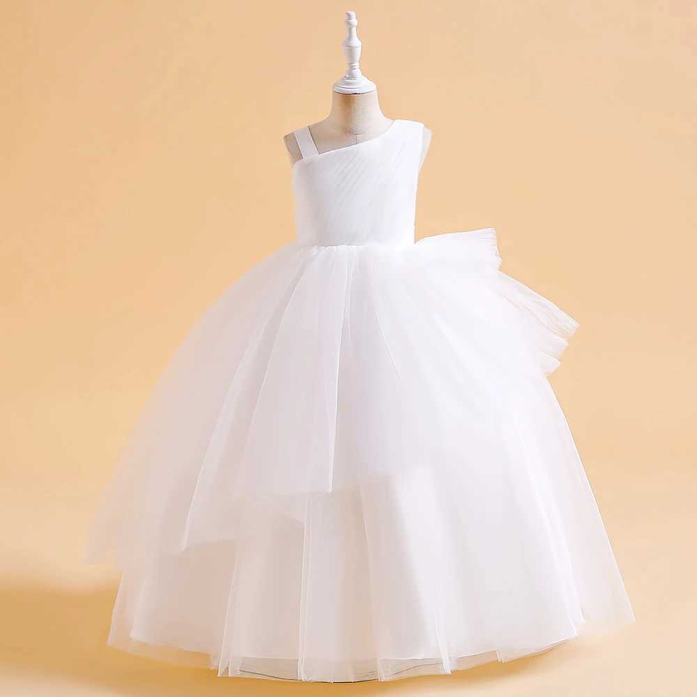 Tulle White Bridesmaid Dresses For Girls Children Costume Elegant Kids Wedding Par Dress Teen Girl Birthday Evening VestidosXJ250108