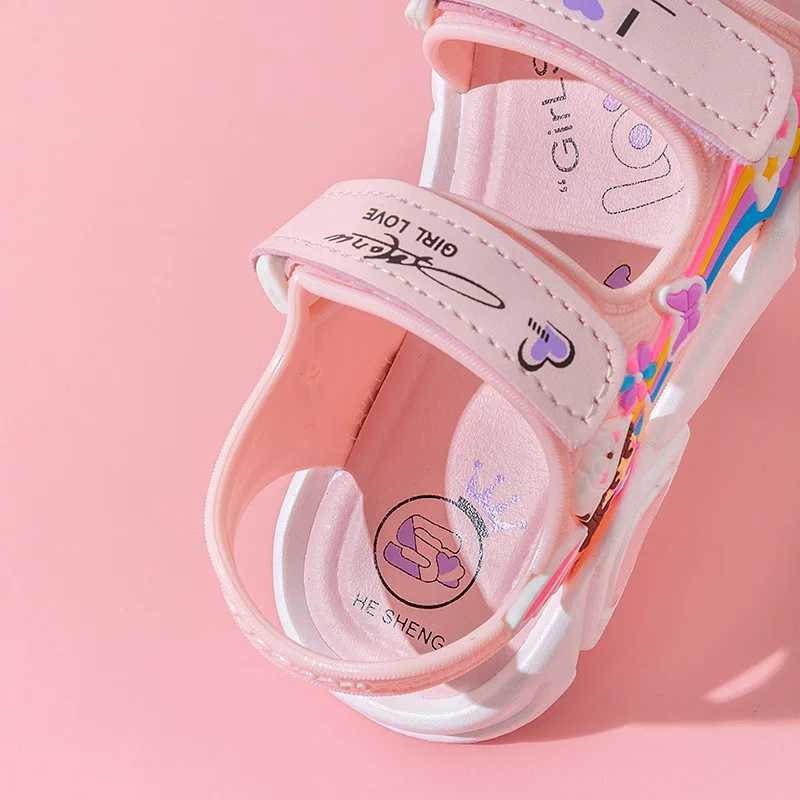 Summer Rainbow Girls Sandals Princess Sle Beach Sandals Slippers Fashionable Breathable White Bottom Beach Sandals W250108