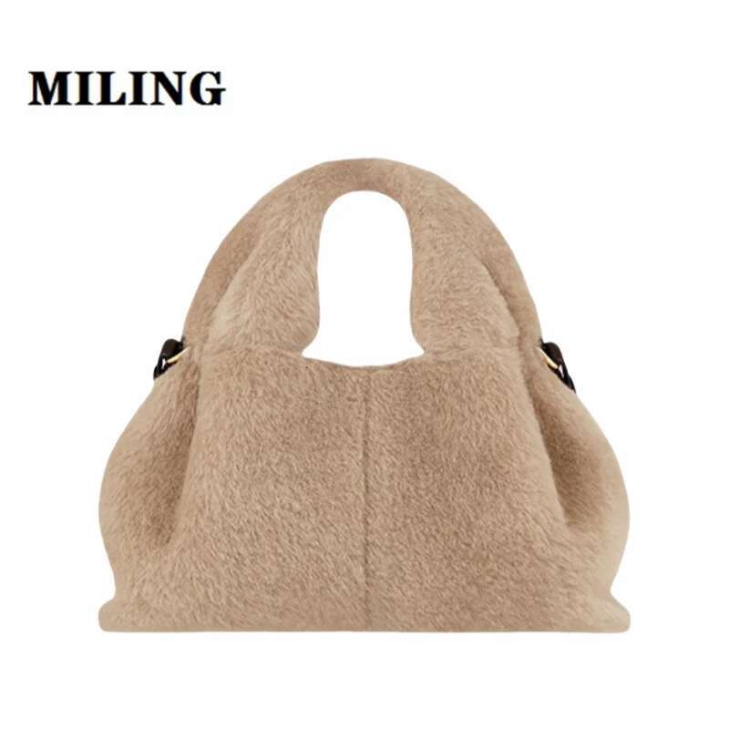 Wool Cloud For Winter Fluffy Short Handle Clutch Women's Vintage Single Shoulder Soft Cute Crossbody Bag