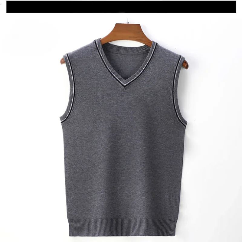 Mens Knitwear Vest Sweater Vneck Pullover Sleeveless Top Wool Knitted VestSchool Uniform 250107