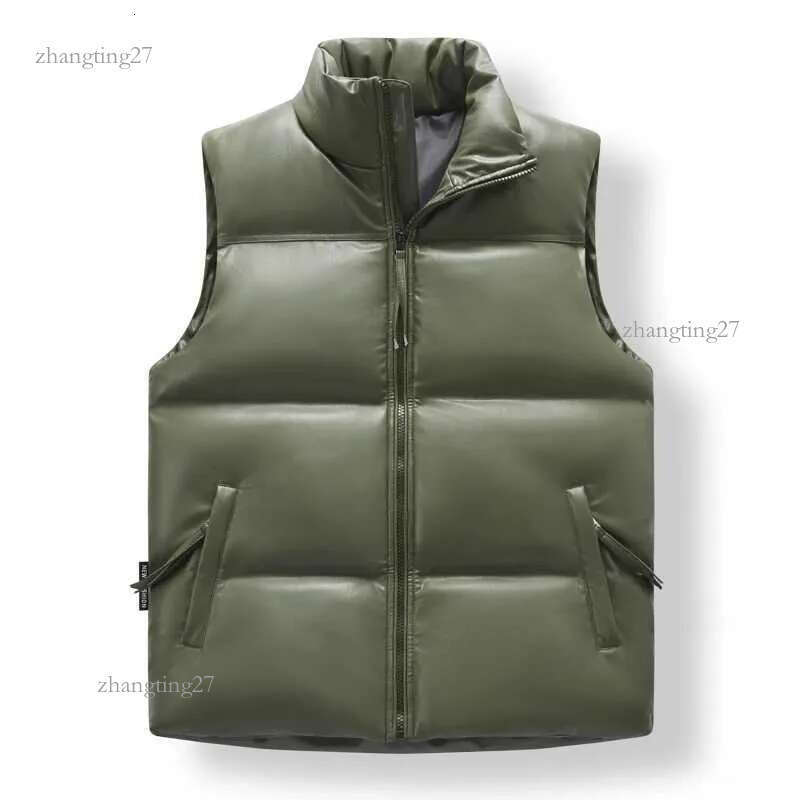 Fashion leather vest mens casual warm mens vest high-quality loose vest mens Pu zipper waist clothing brand mens sleeveless jacket W241005