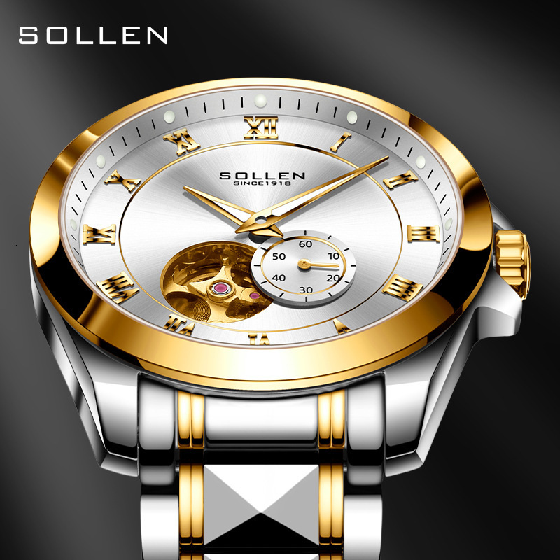 SOLLEN Men's Automatic Mechanical Watch with Stainless Steel Band for Business and Casual Wear