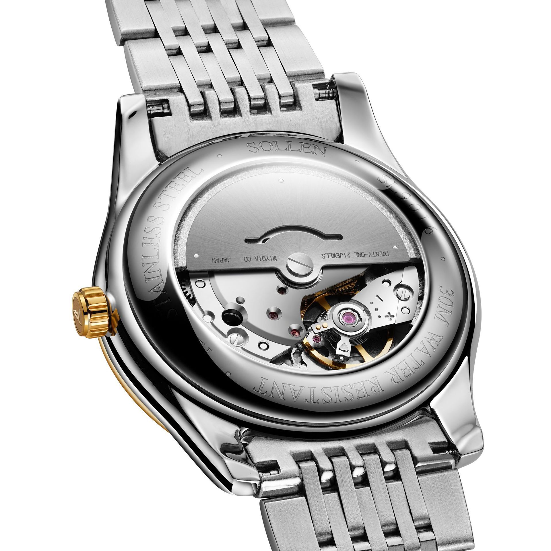 Men's Automatic Mechanical Watch with Stainless Steel Band for Business and Casual Wear