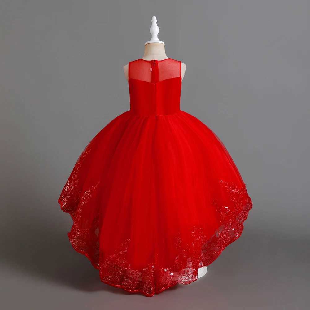 Autumn New Childrens Dress Princess Dress Wedding Bridesmaid Wedding Dress Fluffy Dress Lace Trail Embroidered Childrens WearXJ250108