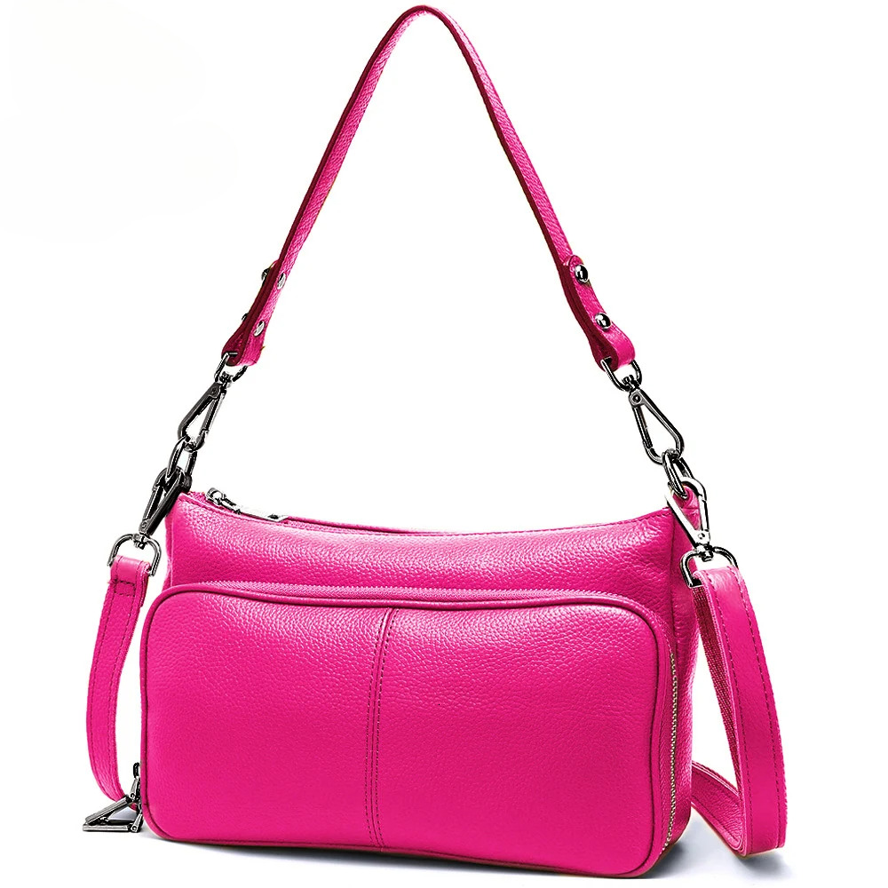 Zency Elegant Women Handbag 100% Genuine Leather Ladies Shoulder Bag Crossbody Messenger Purse Fashion Hobos Black High Quality