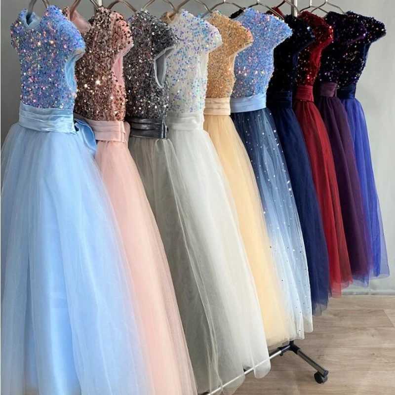 Elegant Girls Dress Bridesmaid Sequin Long Princess Dresses Flower Elite Girl Formal Gowns 5 10 14 Yrs Children Evening VestidosXJ250108