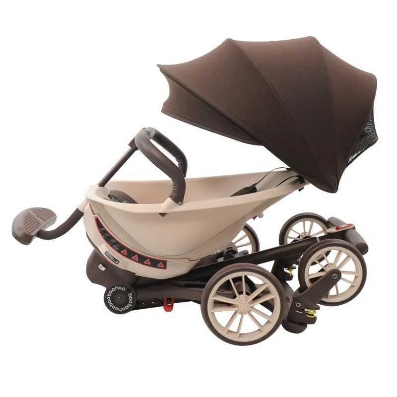 Portable folding luxury travel stroller for children high view four-wheel shock-absorbing lightweight stroller W250109