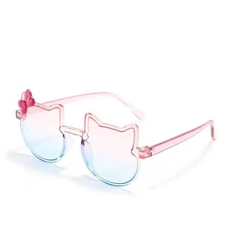 2024 New Summer Childrens Sunglasses Pink Bow Sunglasses Little Girl Super Cute Baby Color Childrens Fashion Glasses W250109