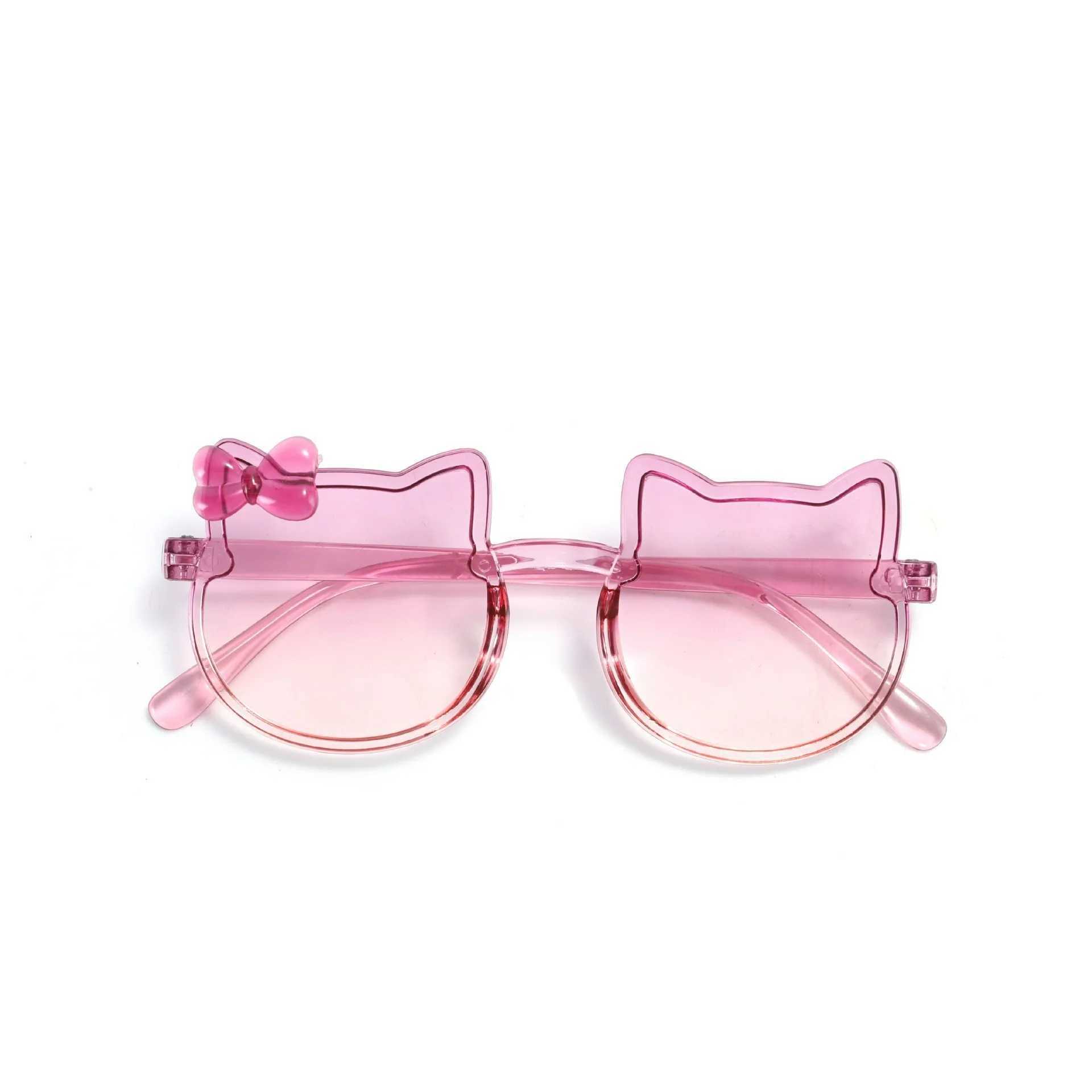 2024 New Summer Childrens Sunglasses Pink Bow Sunglasses Little Girl Super Cute Baby Color Childrens Fashion Glasses W250109