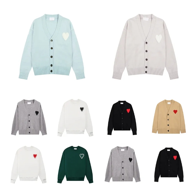25S Fashion men's and women's wear designer shirt knitted sweater embroidered heart solid color big love crewneck long sleeve knitted pullover UK French High street
