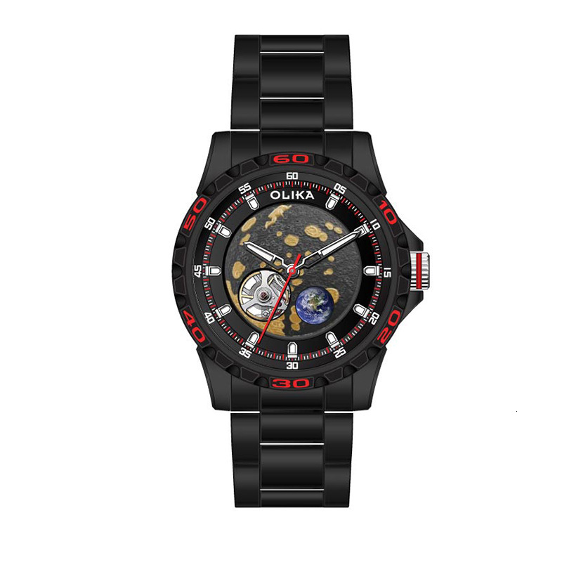 Stylish Stainless Steel Mechanical Watch with Aerospace Design for Men