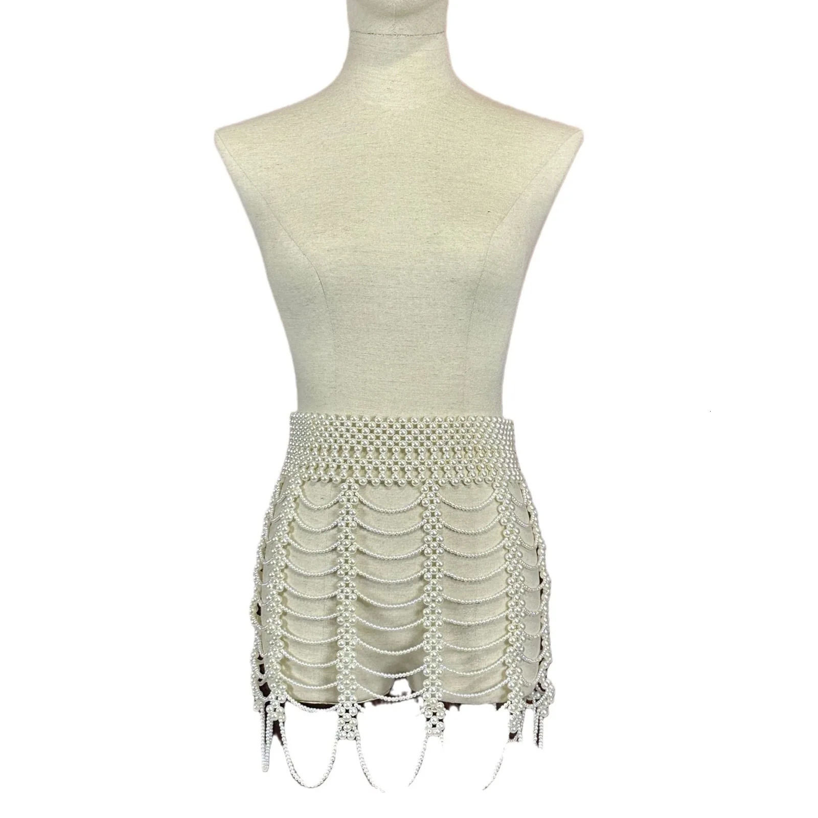 Elegant Statement Pearl Waist Chain Tassel Woven Bead Pearls Skirt Jewelry Women Sexy Belly Body Chains Fashion Clothing 250107